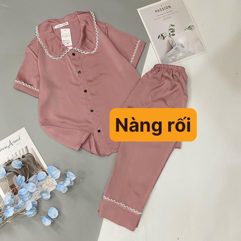 BỘ PIJAMA LỤA CỘC TAY Quần Dài Siêu Sang