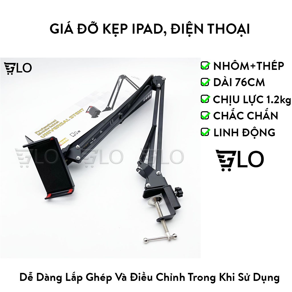 Giá Đỡ Kẹp Ipad, Máy Tính Bảng, Điện Thoại Để Đầu Giường, Cạnh Bàn Xoay 360 Độ
