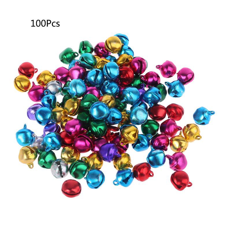 CHARMS Set 100 Chuông Mini Bằng Nhôm Nhiều Màu Sắc Dùng Để Trang Trí Cây Thông Giáng Sinh