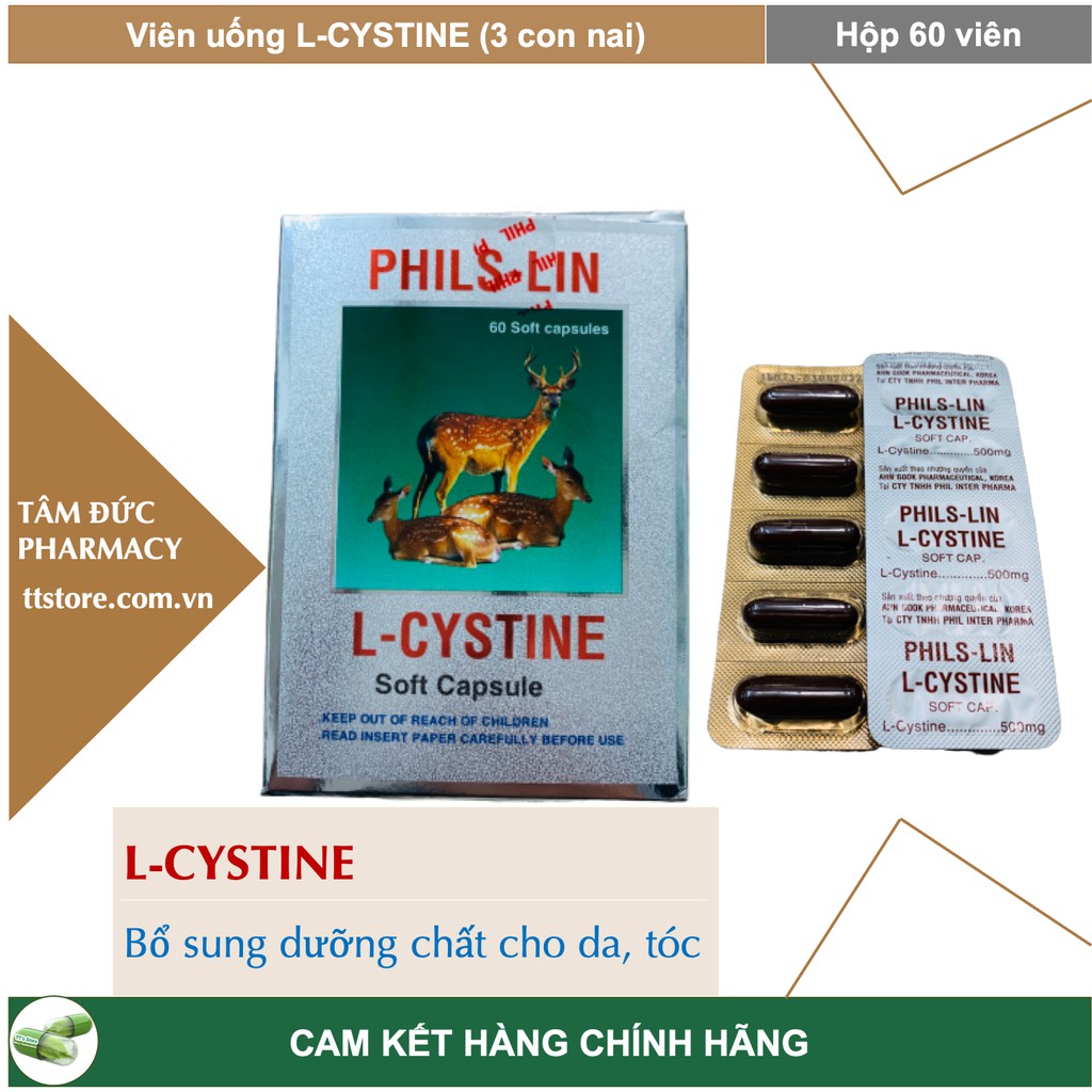 L-CYSTINE Phils-Lin [Hộp 60 viên] - Bổ sung dưỡng chất cho da, tóc [l - cystin - phil inter pharma]