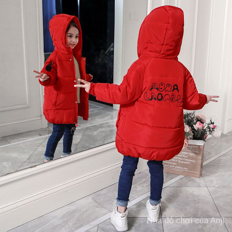 Girls Clothing Thick Cotton Children Hooded Jacket Warm Cotton Girl Student Cartoon Clothing Cotton