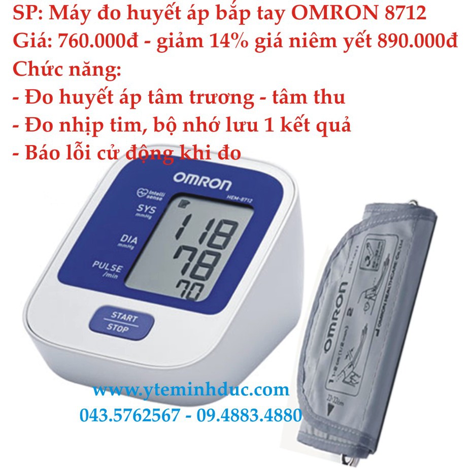 Máy Đo Huyết Áp Điện Tử Bắp Tay OMRON 8712