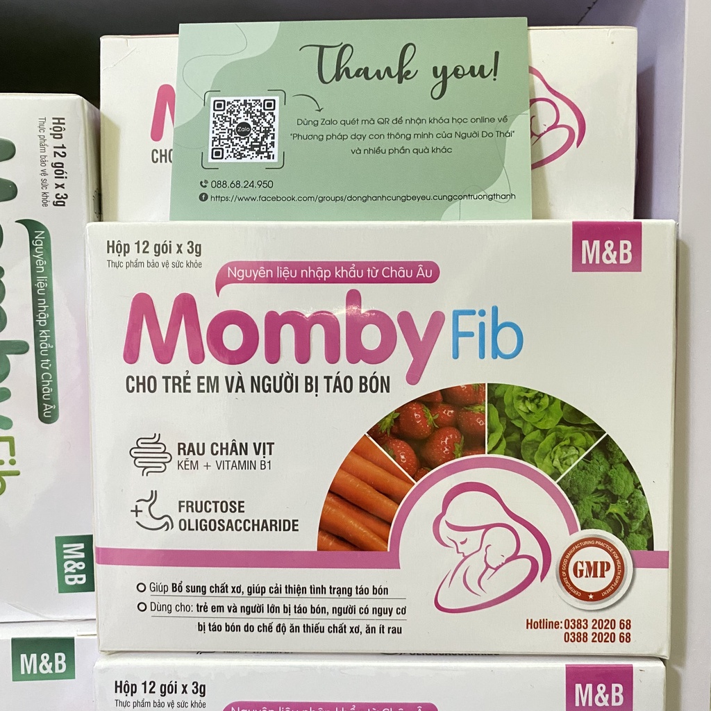 MOMBY FIB HỒNG Cốm vi sinh, Men vi sinh cho bé giúp nhuận tràng, tiêu hoá tốt, bổ sung chất xơ và vitamin, hết táo bón