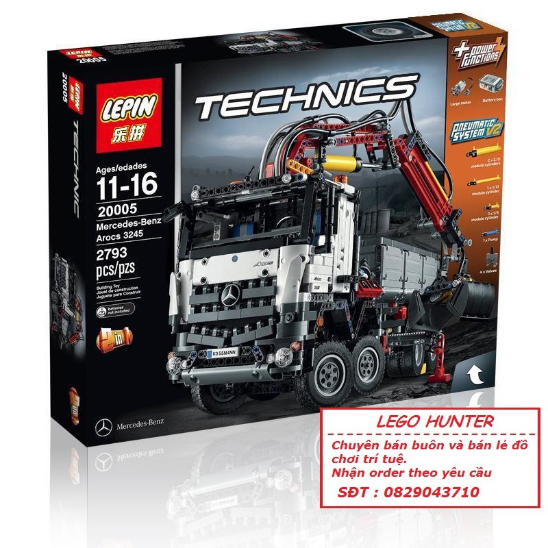 Bộ lắp ráp Lego Lepin 20005 Technic Xe tải có cần cẩu 2 in 1 ( có động cơ )