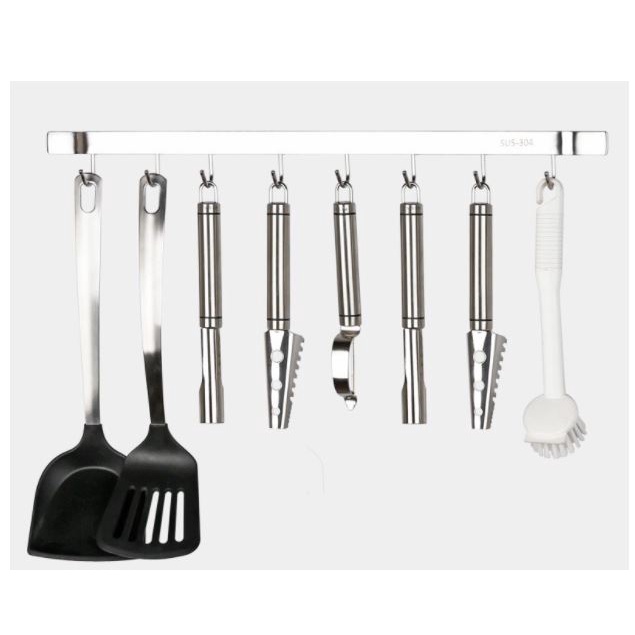 Giá móc treo thìa muỗng đa năng Inox 304 Nanichino có sẵn keo dán tường