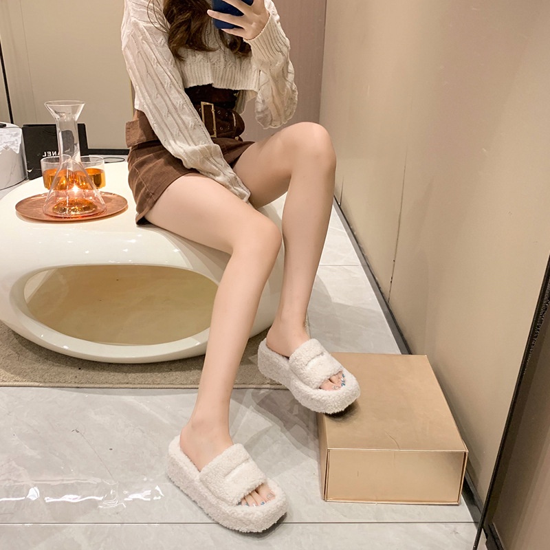 XIELUAIZTA Dép Bông Đế Xuồng Dày Dặn Phong Cách Mới Cho Nữ