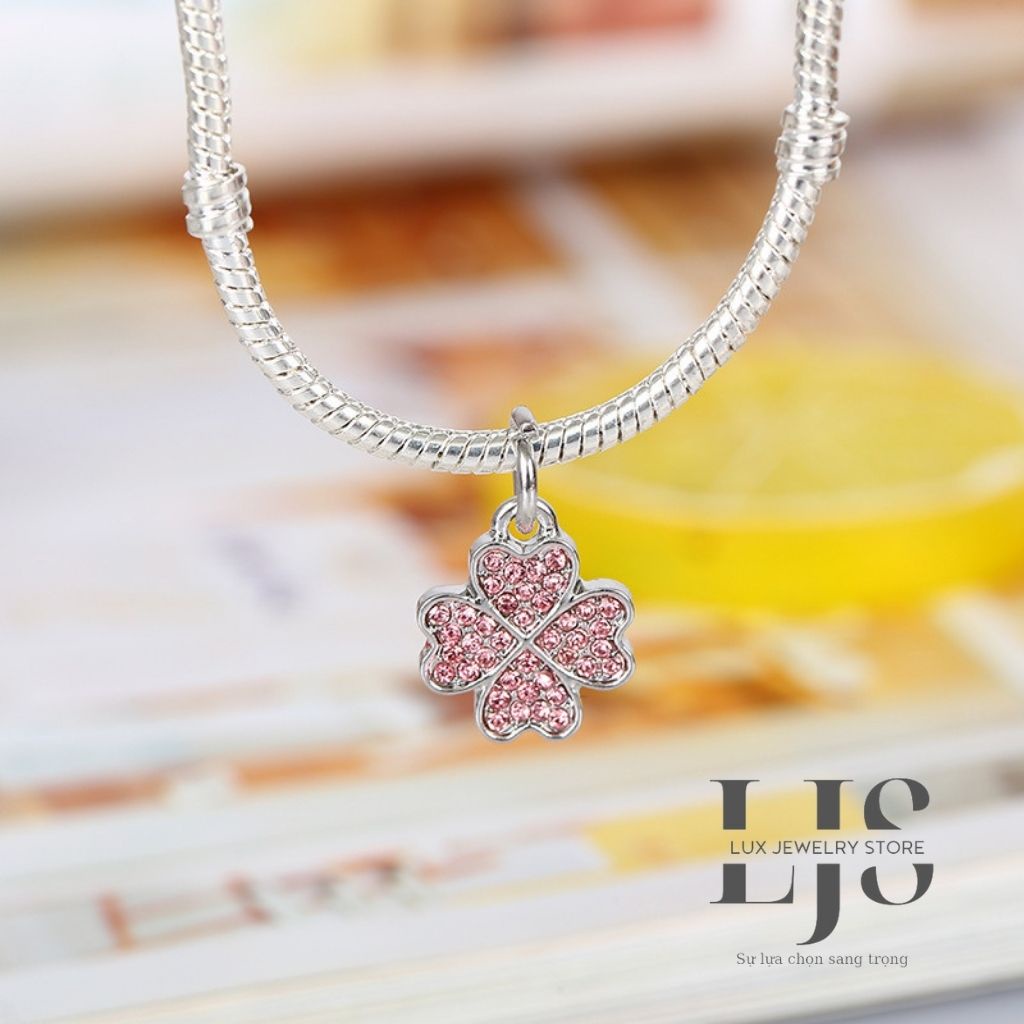 Charm Lux Jewelry, charm cỏ 4 lá cho vòng pandora - LUX886