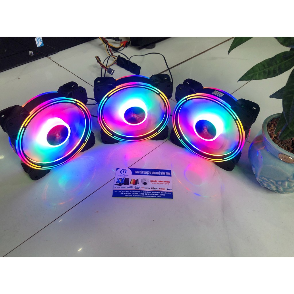 Quạt Tản Nhiệt, Fan Case Led RGB Coolmoon K2 - Tự Động Đổi Màu, Không Cần Hub