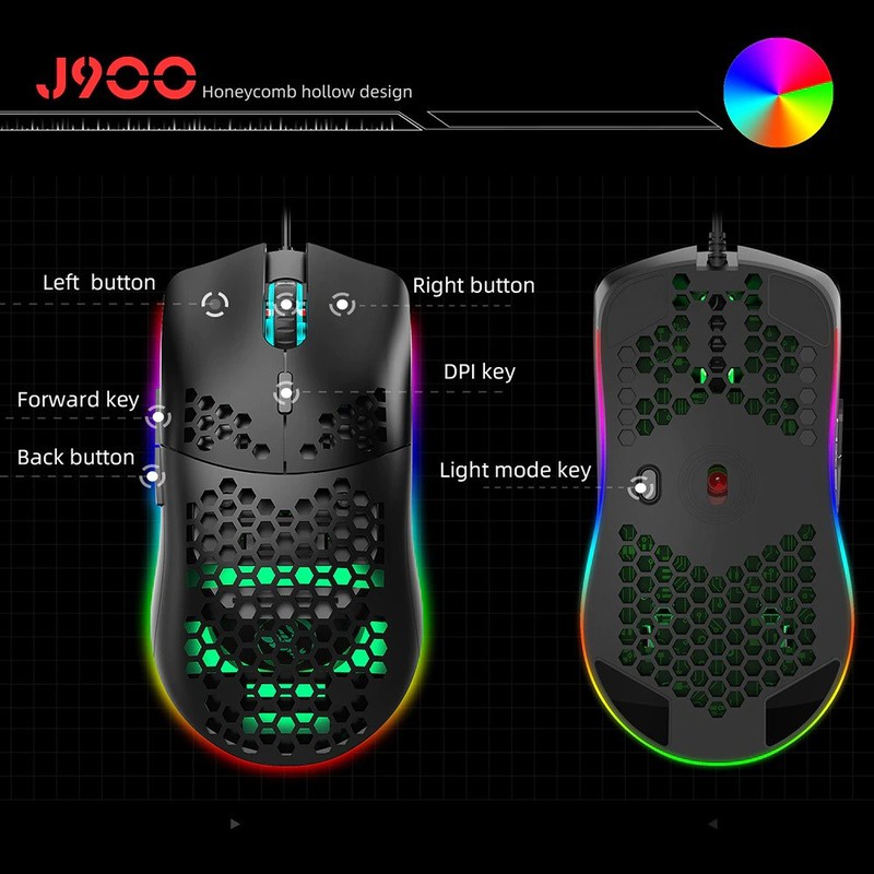 Chuột Gaming LED RGB Chuyên Game Có Dây HXSJ J900