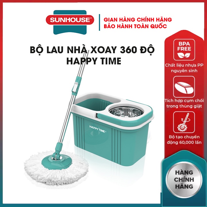 Cây lau nhà thông minh mẫu 2021 bộ xoay 360 độ SUNHOUSE KS-CL260PG-KS-CL260PO-2022 vàng xanh chổi lau nhà  tự vắt