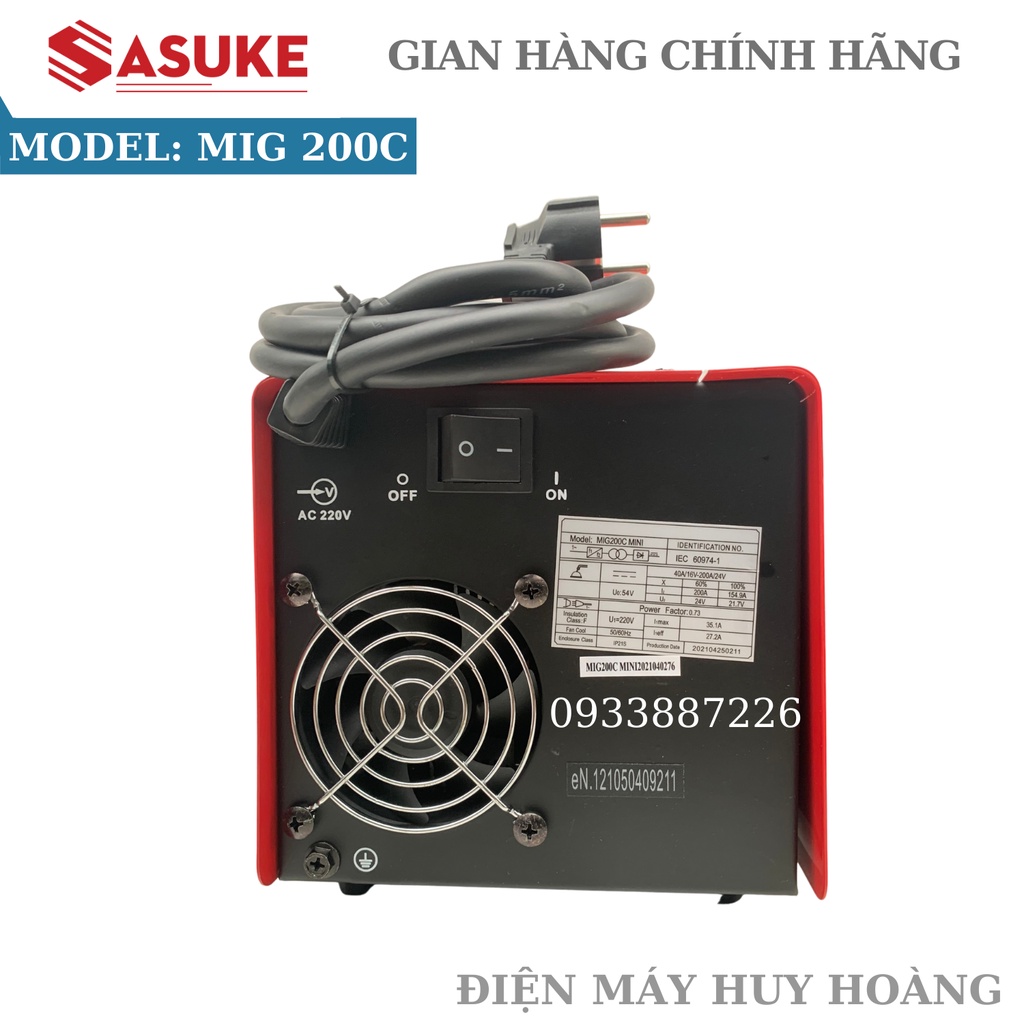 Máy hàn MIG mini 200C Sasuke, máy hàn chuyên mig tặng cuộn dây hàn 1kg