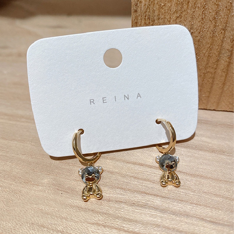 Bông tai hình chú gấu phong cách Hàn Quốc đơn giản thời trang cho nữ 2021