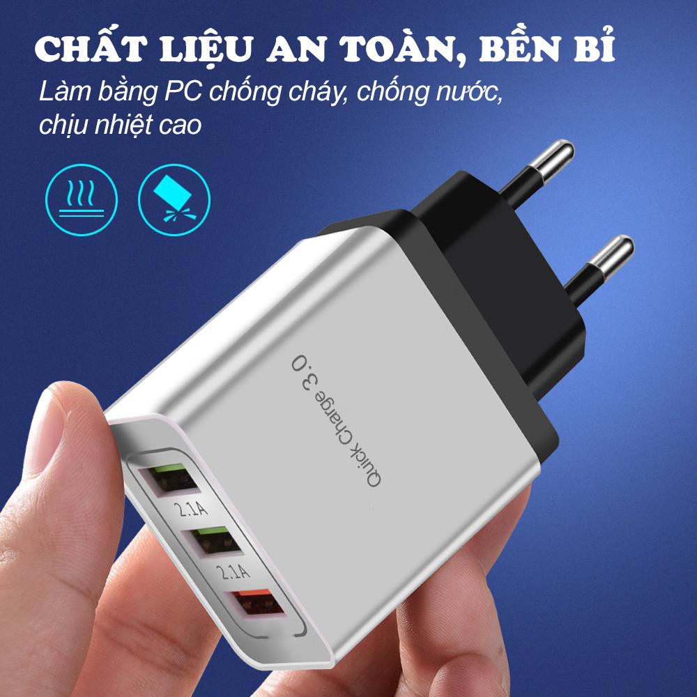 Củ Sạc Nhanh 4 Cổng USB, 5V3A - Ổ Sạc Đa Năng Cho Điện Thoại Iphone Samsung