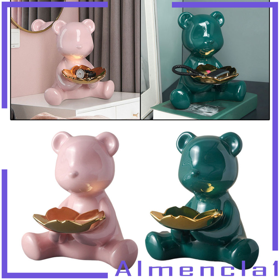 [ALMENCLA1]Modern Key Storage Bear Figure Statue Figurine for Candy Container Holder Pine