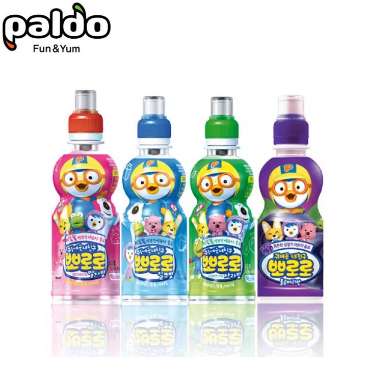 [ HCM ] Thùng 24chai Nước Trái Cây Pororo 235ml - Nước Trái Cây Hàn Quốc Vị Dâu , Sữa , Táo , Chuối , Việt Quất