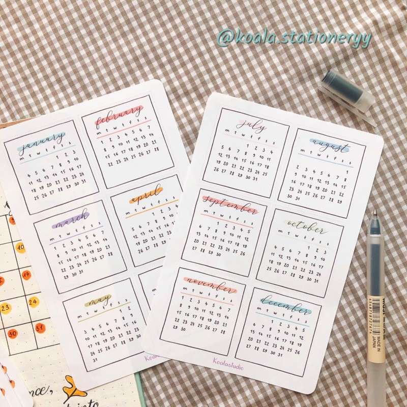 Bullet Journal Sticker - Lịch 2021