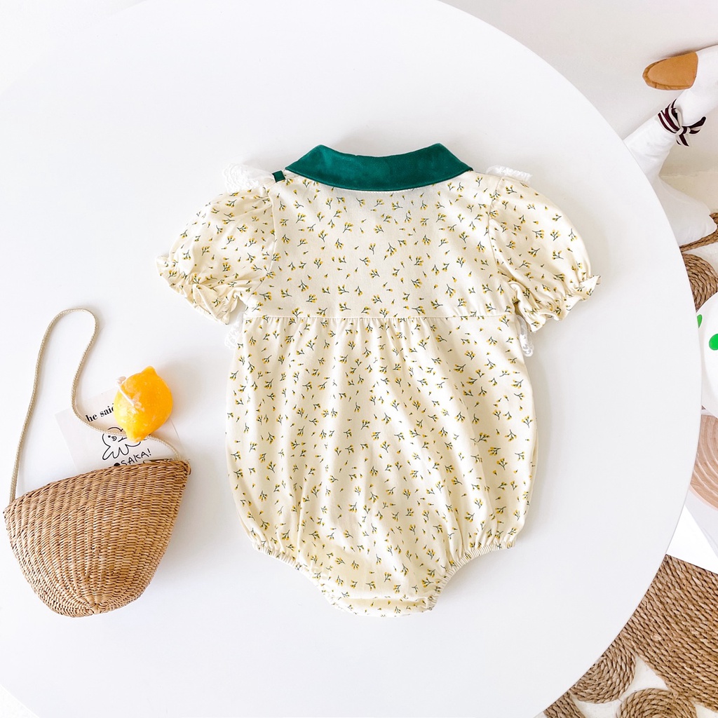 Áo liền quần SANLUTOZ cotton in họa tiết hoa thời trang mùa hè xinh xắn dành cho bé gái