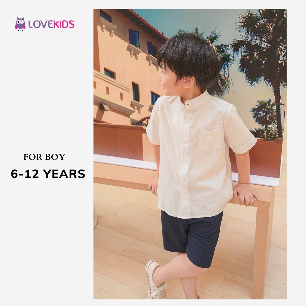 Áo Sơ Mi Trắng Bé Trai Cổ Tàu (cho bé từ 2-12 Tuổi) LOVEKIDS