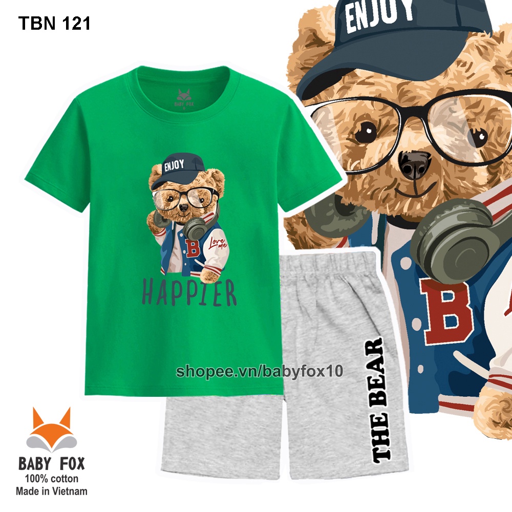 Bộ thun bé trai size nhí, trung, đại 100% cotton cao cấp, thương hiệu BABY FOX f