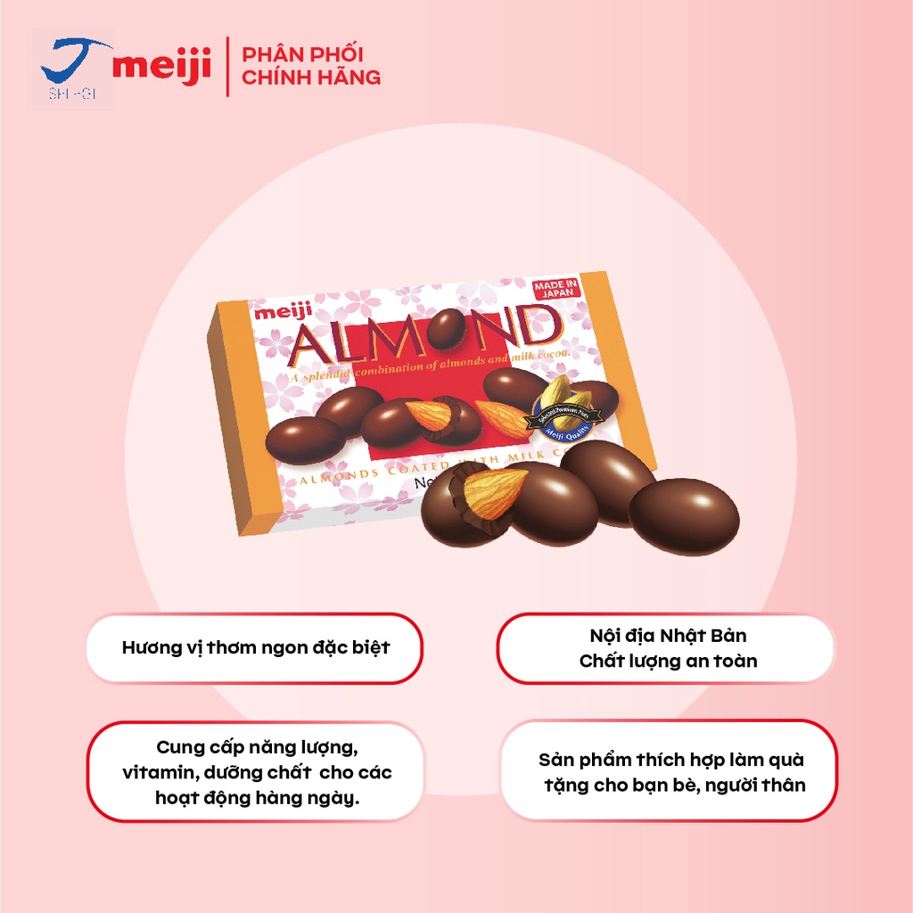 Socola nhân hạt Hạnh nhân Meiji Almond Chocolate Nhật Bản 42g