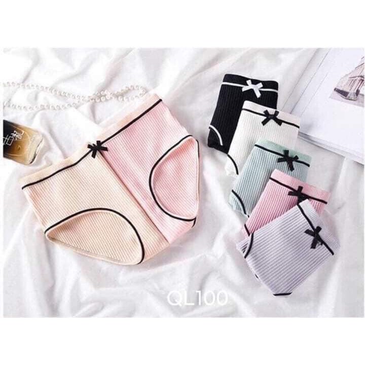 ⚜️Combo 5 quần⚜️ QUẦN LÓT NỮ TĂM GÂN ĐÍNH NƠ KHÁNG KHUẨN HỌA TIẾT XINH XĂN KÈM TÚI ZIP