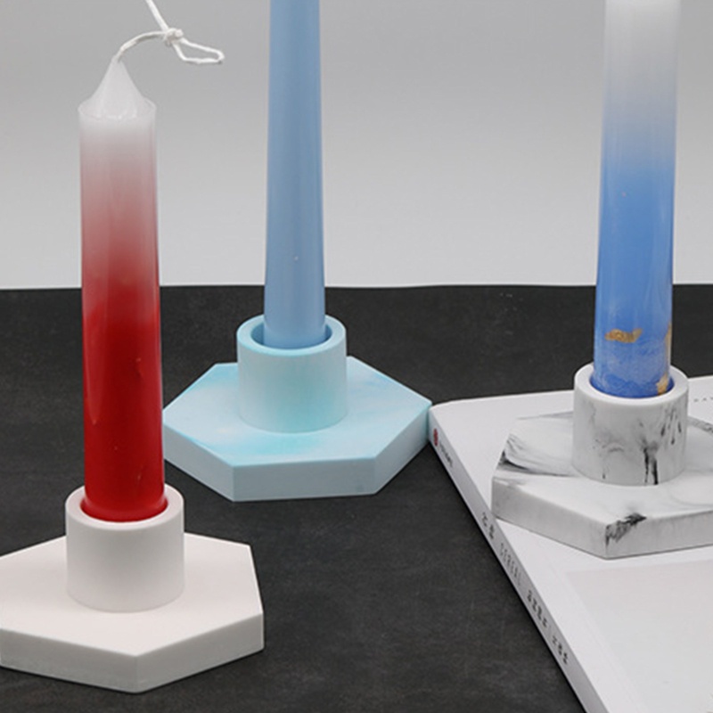 Khuôn Làm Giá Đỡ Nến Hình Lục Giác / Tròn / Tròn Bằng Silicon Đa Năng Tiện Dụng