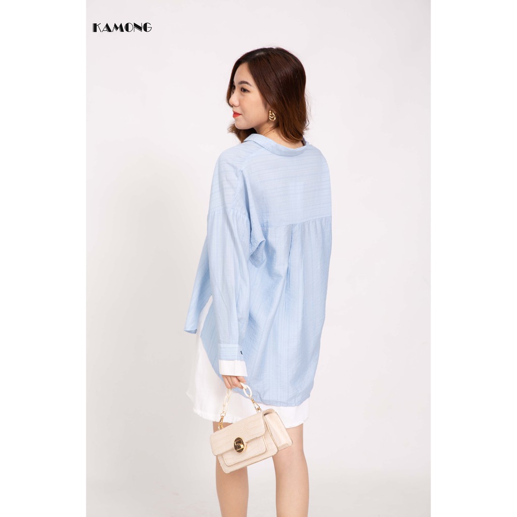 Áo sơ mi oversize tà trắng KAMONG A073