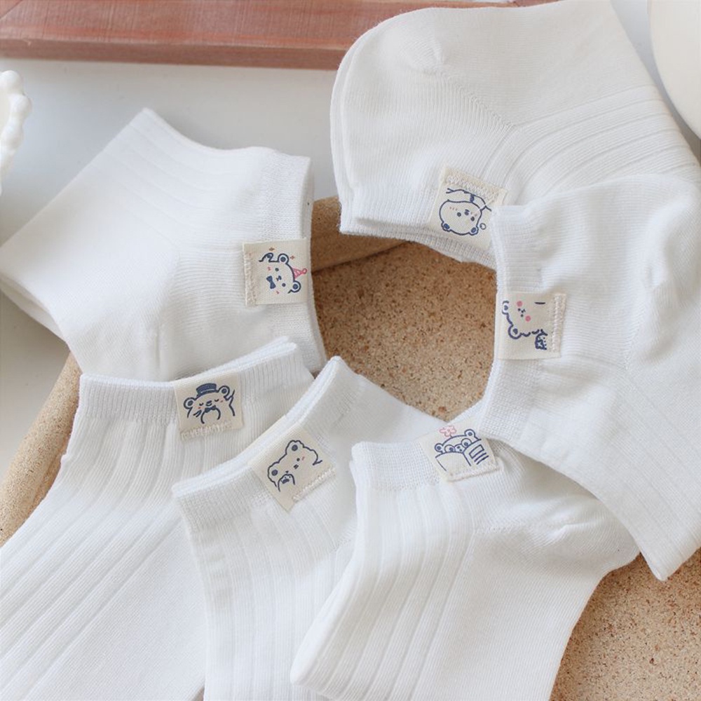 Vớ cotton mỏng thoáng khí in họa tiết gấu hoạt hình đáng yêu