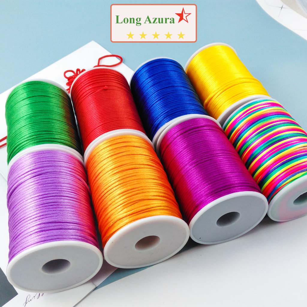 Dây đan vòng tay, cuộn 100 mét, đủ cỡ 1.5 - 2 - 2.5mm, cuộn dây tim, dây thắt vòng tay,  handmade, chỉ đỏ, may mắn, làm
