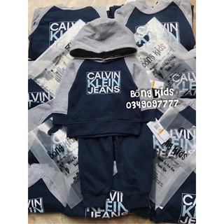 Bộ Nỉ Bé Trai Logo Navy Ghi CK