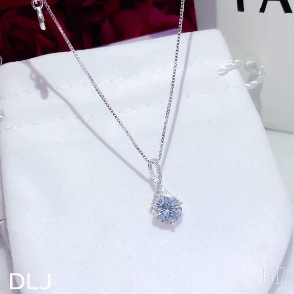 Dây chuyền nữ mặt xoắn nạm đá trắng xinh xắn LINH MIU SILVER