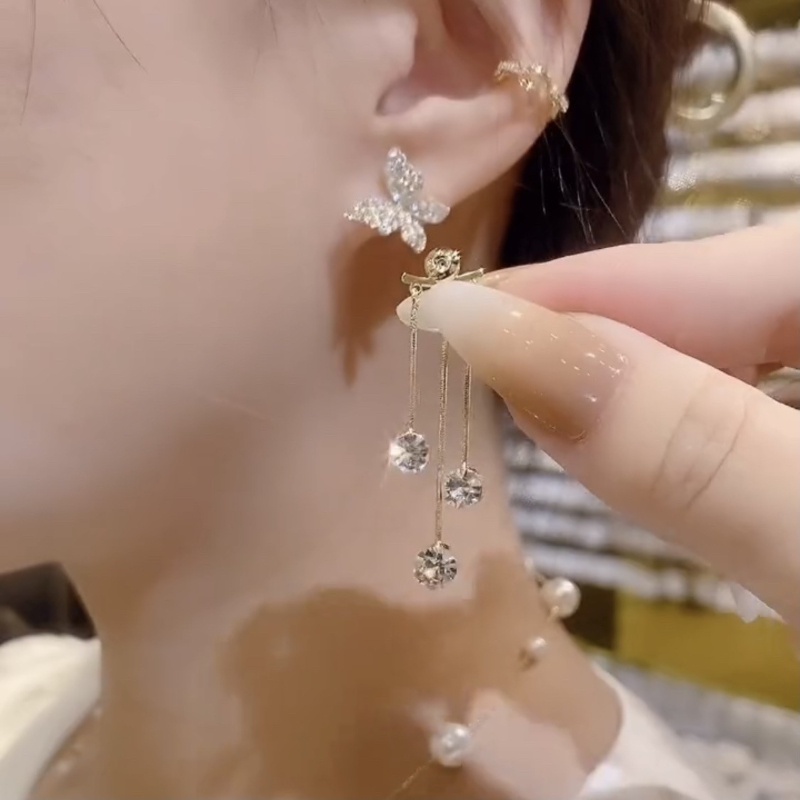 Đôi Bông Tai Hình Nơ Đính Đá Thời Trang