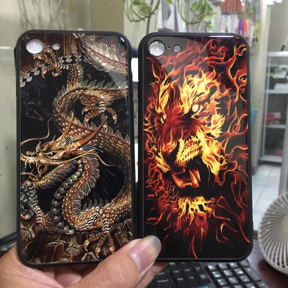 Ốp lưng kính tráng gương 6G/6S/7G/8G/6plus/6splus in 3D hình rồng hổ - AB STORE