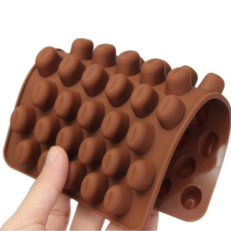 QQ Khuôn Silicone Làm Bánh/Xà Phòng/Sô Cô La/Xà Phòng Hình Hạt Cà Phê Mini 55 Ô