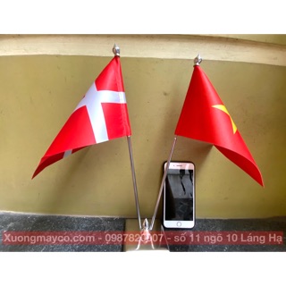 Cờ để bàn Việt Nam - Thuỵ Sỹ đế đôi inox