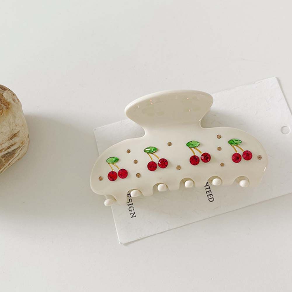 Kẹp tóc càng cua màu trắng hình trái cherry phong cách Hàn Quốc xinh xắn dành cho nữ