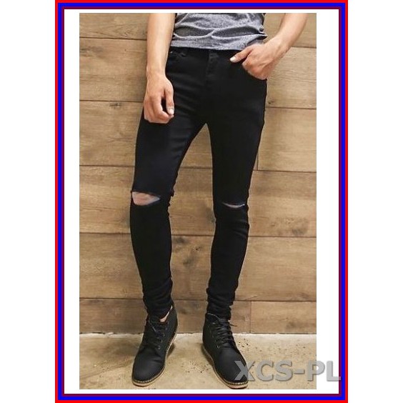 Quần jean nam cao cấp ĐEN RÁCH GỐI siêu đẹp không xù lông, không ra màu, chất giãn tốt rrgoi3-1.46