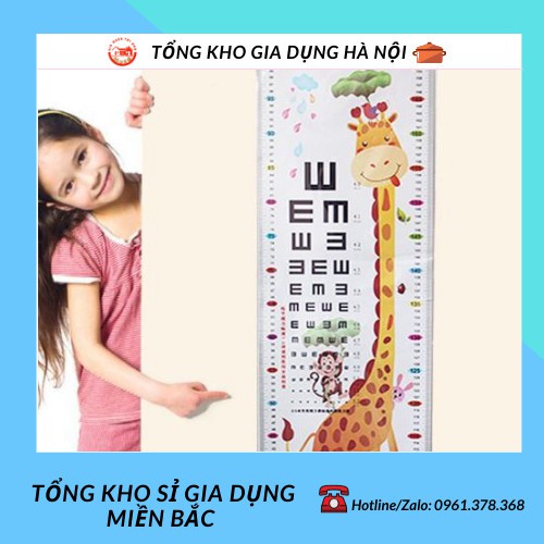 Thước Đo Chiều Cao Cho Bé Kết Hợp Đo Thị Lực Mẫu Dễ Thương Dán Tường 1183