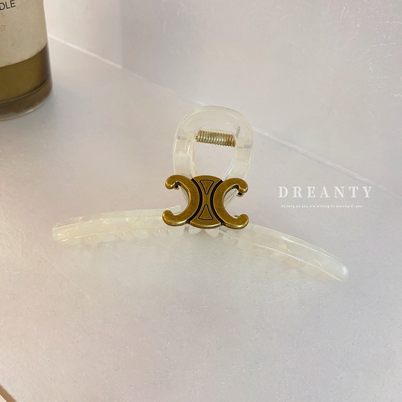 Kẹp Tóc Hình Học Màu Cà Phê In Chữ Đơn Giản Thời Trang Hàn Quốc