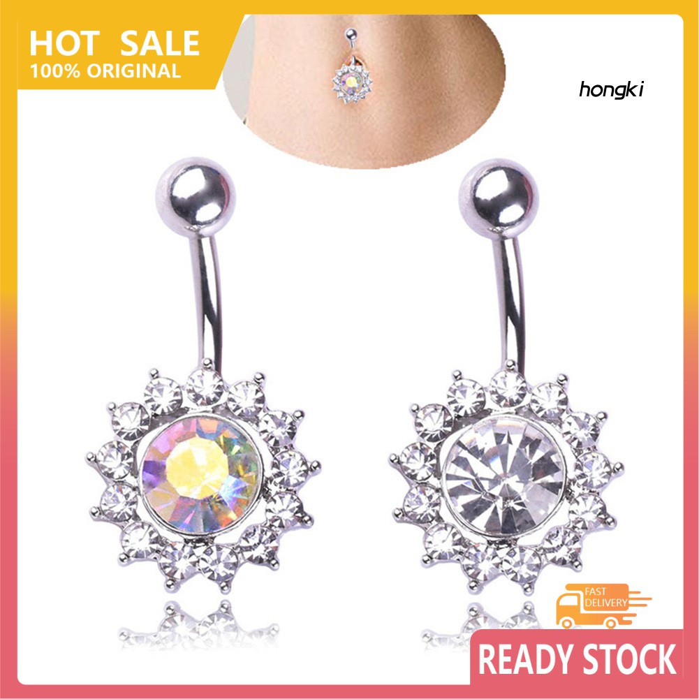 Khuyên rốn hình hoa đính đá lấp lánh xinh xắn