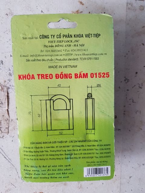 Khóa chống cắt đồng bấm việt tiệp loại nhỡ