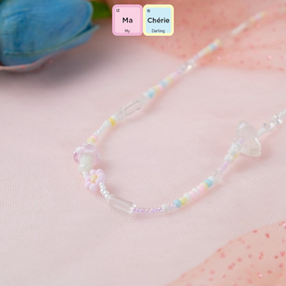 MaCherie Dây chuyền nữ l Vòng cổ nữ kết cườm phối hạt thuỷ tinh và kết cườm hoa cúc nữ tính