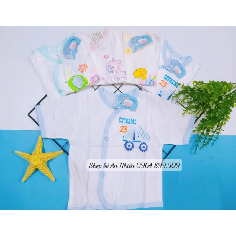 Hàng loại 1 (nhiều mẫu) Áo sơ sinh ngắn tay ,dài tay Cài Xéo Họa Tiết JOU, chất vải cotton 100% cao cấp mềm, mịn, thoáng