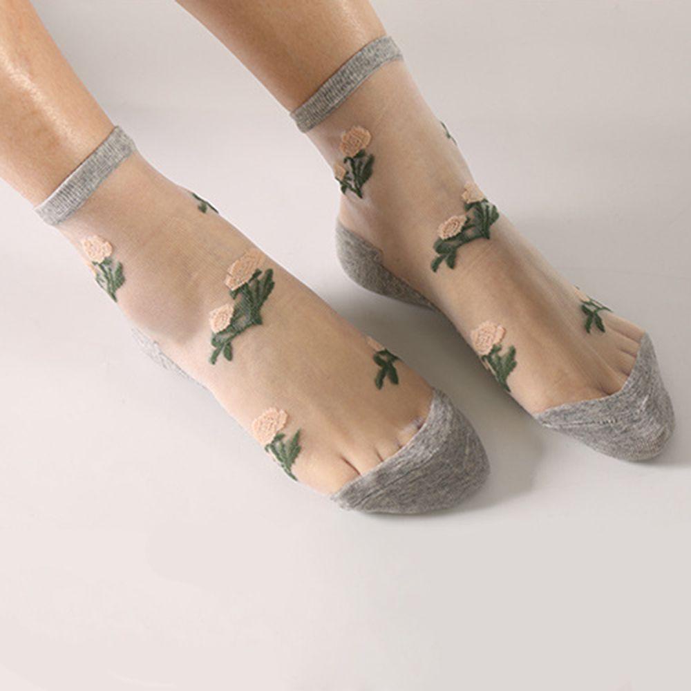 Vớ Cotton Lụa Jacquard Thủy Tinh In Hoa Cho Nữ|Tất Chân Thiết Kế Đơn Giản Hợp Thời Trang