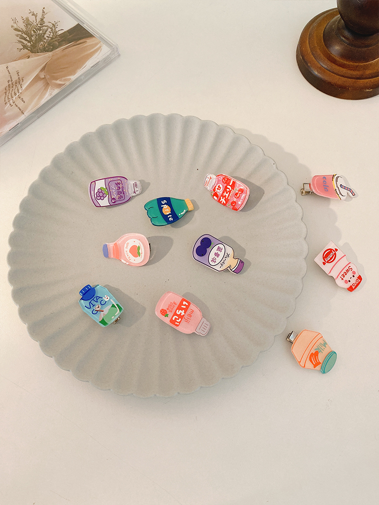 Kẹp tóc hình chai nước hoạt họa nhiều kiểu tùy chọn đáng yêu