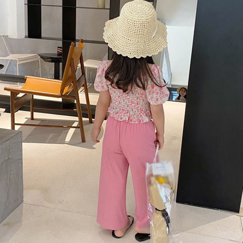 Bộ Áo Tay Phồng Phối Quần Dài Ống Rộng Cho Bé Gái (Có Bán Lẻ)