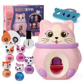 Bộ làm móng tay trẻ em đáng yêu diy máy làm móng tay có thể giặt sơn móng tay bé gái mỹ phẩm đồ chơi xếp hình