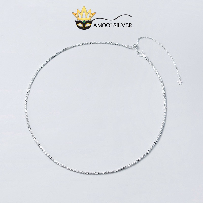 Dây chuyền choker bạc S925 sequin dây rút - Amooi Silver - AD69