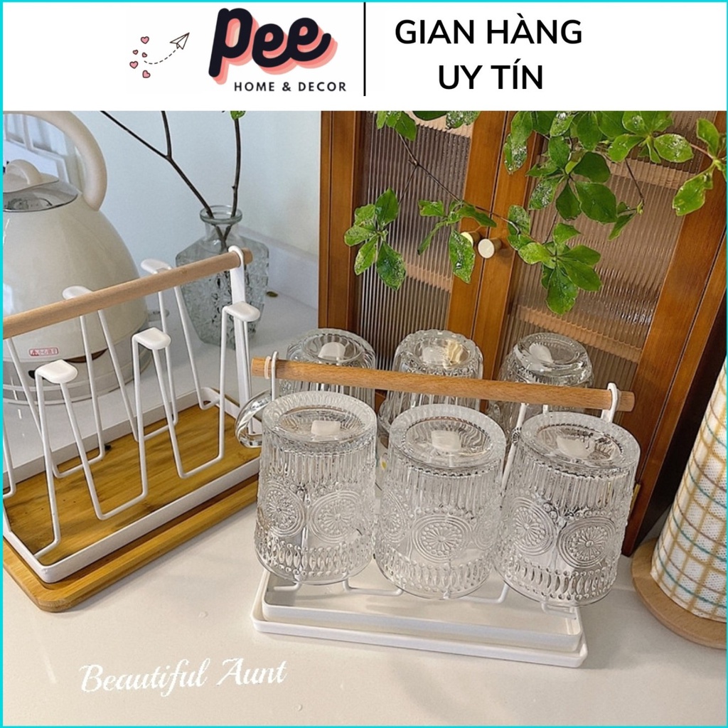 Ly thủy tinh, cốc thủy tinh dày dặn hình hoa hướng dương sang trọng - Peehomedecor