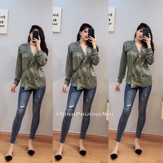 Áo sơ mi lụa cổ vest hàng Quảng Châu cao cấp(chuẩn ảnh)